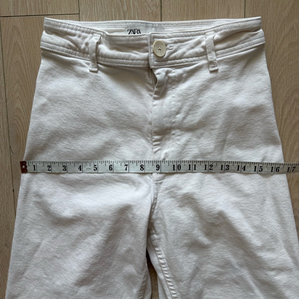 Zara The Marine Straight High Rise Wide Leg Jeans in White Size 6 (EU 38) - Picture 3 of 11